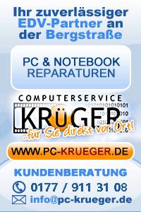 Werbebanner mit den Kontaktdaten von pc-krueger.de