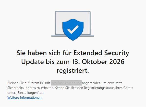 Windows 10 Update - ESU Registrierung Windows 10 Update - ESU Registrierung
